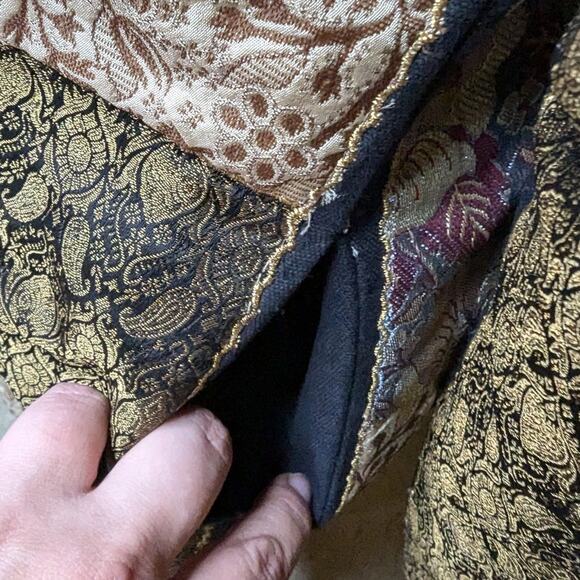 Soft Surroundings Gold Patchwork Brocade Tapestry Hook Closure Longline Jacket M - Picture 5 of 7